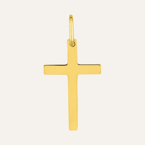 Croix pendentif or jaune lisse Colliers Robez Masson 