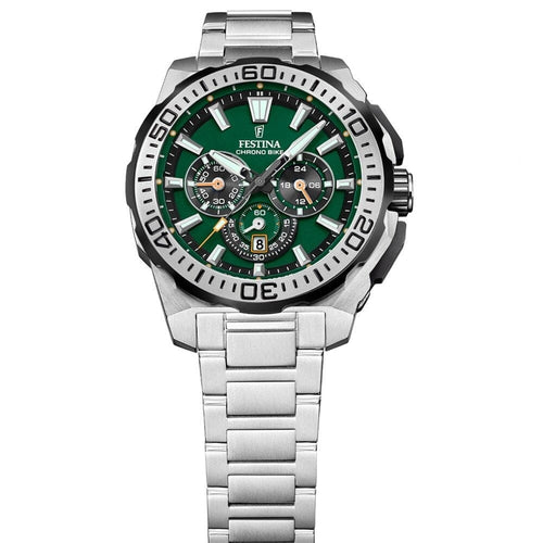 Festina F20724 3 Montre Homme Chronographe Quartz Cadran Vert Bracelet Acier Inoxydable Style Sportif Performance et Élégance Quotidienne Homme FESTINA 