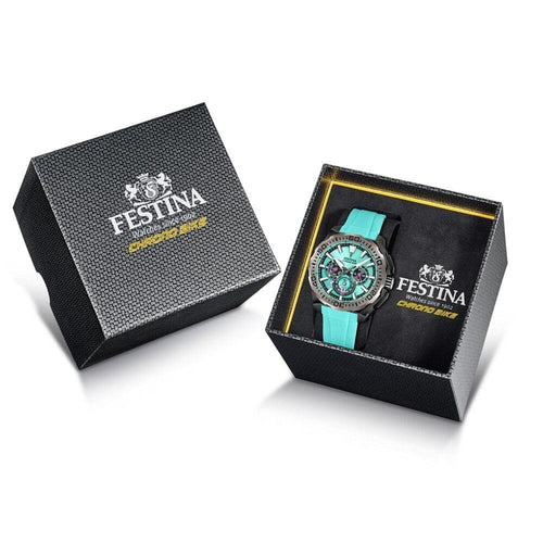 Festina F20726 2 Montre Homme Chronographe Quartz Bracelet Silicone Turquoise Étanche 20 BAR Style Sportif Élégance et Performance Homme FESTINA 