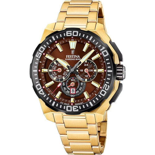 Festina F20727/3 Montre Homme Chronographe Quartz Acier Inoxydable Doré Cadran Marron Étanche 20 ATM Élégance Sportive Précision Durable Homme FESTINA 