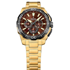 Festina F20727/3 Montre Homme Chronographe Quartz Acier Inoxydable Doré Cadran Marron Étanche 20 ATM Élégance Sportive Précision Durable Homme FESTINA 