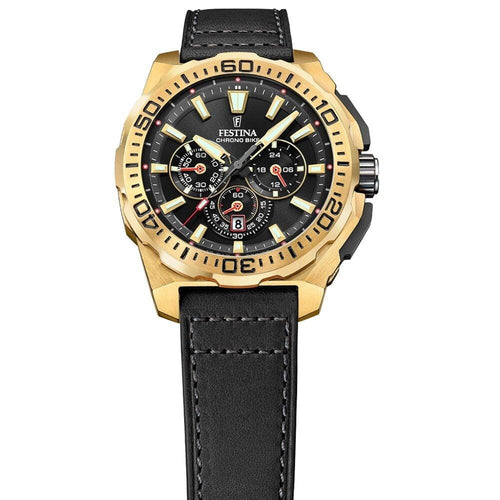 Festina F20728/3 Montre Homme Chronographe Quartz Bracelet Cuir Noir Cadran Noir Étanche 20 ATM Élégance Sportive Précision Durable Homme FESTINA 