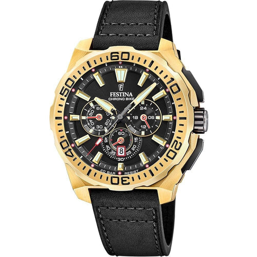Festina F20728/3 Montre Homme Chronographe Quartz Bracelet Cuir Noir Cadran Noir Étanche 20 ATM Élégance Sportive Précision Durable Homme FESTINA 