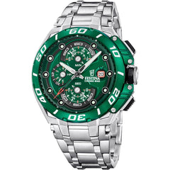 Festina F20754/5 Montre Homme Chronographe Quartz Bracelet Acier Inoxydable Argent Cadran Vert Étanche 20 ATM Style Sport Performance Homme FESTINA 