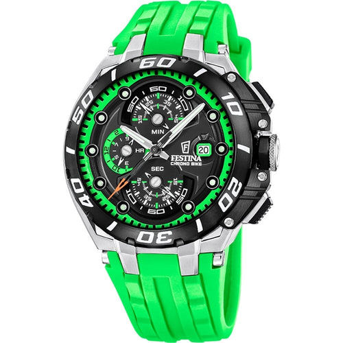 Festina F20755/6 Montre Homme Chronographe Quartz Bracelet Silicone Vert Clair Étanche Design Sport Premium Homme FESTINA 