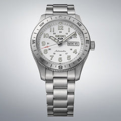 Seiko HDB007K1 Montre Homme Seiko 5 Sports Field Automatique - Cadran Blanc, Acier Inoxydable, Lunette Boussole, Étanche 100M, Confort et Précision au Quotidien