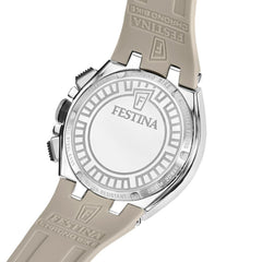 Festina F20755/2 Montre Homme Chronographe Quartz Bracelet Silicone Beige Étanche 20 ATM Élégance Sportive Haute Performance