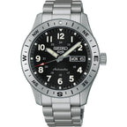 Seiko HDB006K1 Montre Homme Seiko 5 Sports Field Automatique - Acier Inoxydable Noir et Argent, Mouvement Automatique, Lunette Boussole, Étanche 100M, Confort Quotidien