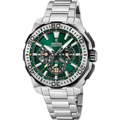 Festina F20724 3 Montre Homme Chronographe Quartz Cadran Vert Bracelet Acier Inoxydable Style Sportif Performance et Élégance Quotidienne