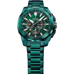 Festina F20730/1 Montre Homme Chronographe Quartz Édition Spéciale Bracelet Acier Vert Étanche 20 ATM Précision Élégance Sportive