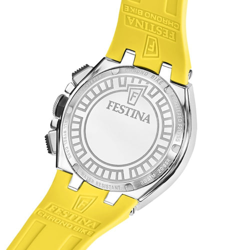 Festina F20755/5 Montre Homme Chronographe Quartz Bracelet Silicone Jaune Étanche 20 ATM Style Sport Performance