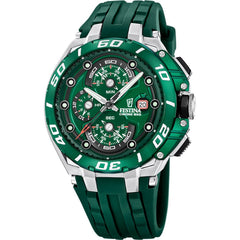 Festina F20755/3 Montre Homme Chronographe Quartz Bracelet Silicone Vert Étanche 20 ATM Style Sport Performance