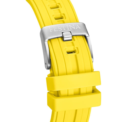 Festina F20755/5 Montre Homme Chronographe Quartz Bracelet Silicone Jaune Étanche 20 ATM Style Sport Performance
