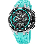 Festina F20755/7 Montre Homme Chronographe Quartz Bracelet Silicone Turquoise Étanche Design Sport Premium