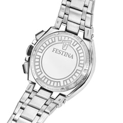 Festina F20754/1 Montre Homme Chronographe Quartz Bracelet Acier Inoxydable Argent Cadran Blanc Étanche 20 ATM Élégance Sportive Précision Durable