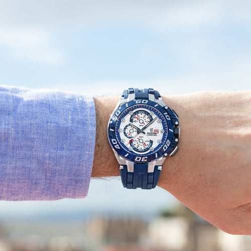 Festina F20755/1 Montre Homme Chronographe Quartz Bracelet Silicone Bleu Étanche 20 ATM Style Sport Performance