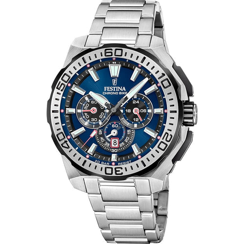 Festina F20724 2 Montre Homme Chronographe Quartz Cadran Bleu Bracelet Acier Inoxydable Style Sportif Performance et Élégance Quotidienne