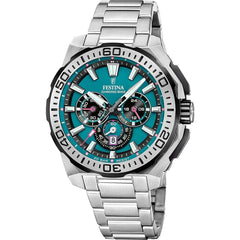 Festina F20724 6 Montre Homme Chronographe Quartz Cadran Turquoise Bracelet Acier Inoxydable Style Sportif Performance et Élégance Quotidienne