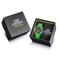 Festina F20725/3 Montre Homme Chronographe Quartz Cadran Vert Bracelet Silicone Vert Étanche 20 BAR