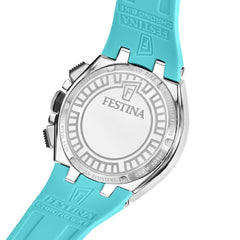 Festina F20755/7 Montre Homme Chronographe Quartz Bracelet Silicone Turquoise Étanche Design Sport Premium