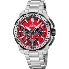 Festina F20724 5 Montre Homme Chronographe Quartz Cadran Rouge Bracelet Acier Inoxydable Style Sportif Performance et Élégance Quotidienne