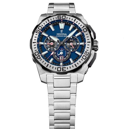 Festina F20724 2 Montre Homme Chronographe Quartz Cadran Bleu Bracelet Acier Inoxydable Style Sportif Performance et Élégance Quotidienne
