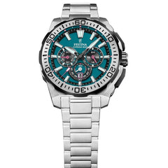 Festina F20724 6 Montre Homme Chronographe Quartz Cadran Turquoise Bracelet Acier Inoxydable Style Sportif Performance et Élégance Quotidienne