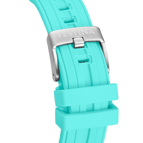 Festina F20755/7 Montre Homme Chronographe Quartz Bracelet Silicone Turquoise Étanche Design Sport Premium