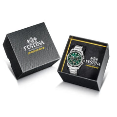 Festina F20724 3 Montre Homme Chronographe Quartz Cadran Vert Bracelet Acier Inoxydable Style Sportif Performance et Élégance Quotidienne