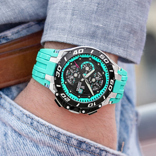 Festina F20755/7 Montre Homme Chronographe Quartz Bracelet Silicone Turquoise Étanche Design Sport Premium