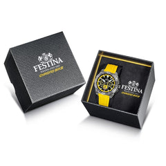 Festina F20725/1 Montre Homme Chronographe Quartz Cadran Jaune Bracelet Silicone Jaune Étanche 20 BAR