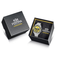 Festina F20724 4 Montre Homme Chronographe Quartz Cadran Jaune Bracelet Acier Inoxydable Style Sportif Performance et Élégance Quotidienne