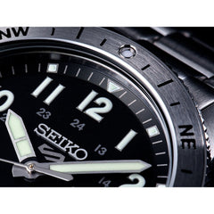 Seiko HDB006K1 Montre Homme Seiko 5 Sports Field Automatique - Acier Inoxydable Noir et Argent, Mouvement Automatique, Lunette Boussole, Étanche 100M, Confort Quotidien