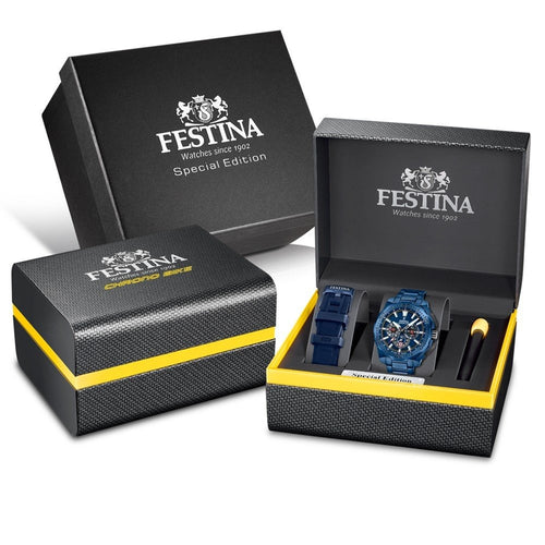 Festina F20729/1 Montre Homme Chronographe Quartz Édition Spéciale Bracelet Acier Bleu Étanche 20 ATM Précision Élégance Sportive