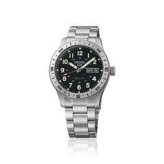 Seiko HDB006K1 Montre Homme Seiko 5 Sports Field Automatique - Acier Inoxydable Noir et Argent, Mouvement Automatique, Lunette Boussole, Étanche 100M, Confort Quotidien