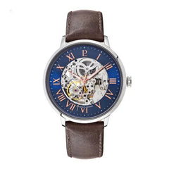 Pierre Lannier 322B164 Montre Homme Automatique Bracelet Cuir Marron Cadran Bleu – Élégance Intemporelle, Mécanisme Visible & Style Premium