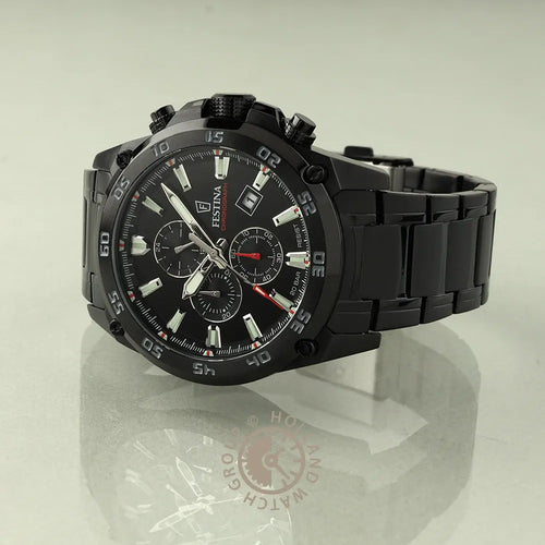 Festina F20735/3 Montre Homme Chronographe Quartz Bracelet Acier Inoxydable Noir Cadran Noir Étanche 20 ATM Élégance Sportive Précision Durable