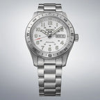 Seiko HDB007K1 Montre Homme Seiko 5 Sports Field Automatique - Cadran Blanc, Acier Inoxydable, Lunette Boussole, Étanche 100M, Confort et Précision au Quotidien