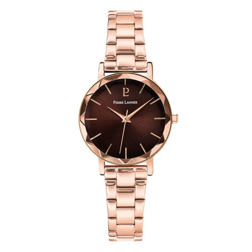 Pierre Lannier 012P988 Montre Femme Multiples Bracelet Acier Rose Doré – Cadran Marron Soleil, Mouvement Quartz & Élégance Raffinée