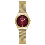 Pierre Lannier 169D552 Montre Femme PYA Coffret Bracelet Acier Milanais Doré – Cadran Fumé Bordeaux, Mouvement Quartz & 3 Bijoux Interchangeables