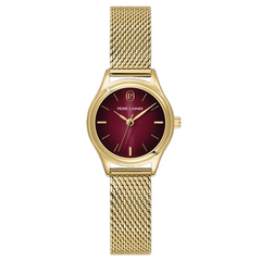 Pierre Lannier 169D552 Montre Femme PYA Coffret Bracelet Acier Milanais Doré – Cadran Fumé Bordeaux, Mouvement Quartz & 3 Bijoux Interchangeables