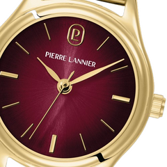 Pierre Lannier 169D552 Montre Femme PYA Coffret Bracelet Acier Milanais Doré – Cadran Fumé Bordeaux, Mouvement Quartz & 3 Bijoux Interchangeables