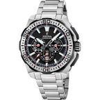Festina F20724/7 Montre Homme Chronographe Quartz Cadran Noir Bracelet Acier Inoxydable Sport Étanche 20 BAR