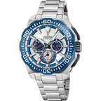 Festina F20724 1 Montre Homme Chronographe Quartz Cadran Argent Lunette Bleue Bracelet Acier Inoxydable Style Sportif et Performance Quotidienne