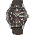 Seiko HDB009K1 Montre Homme Seiko 5 Sports Field Automatique - Cadran Marron, Bracelet Nylon et Cuir, Lunette Boussole, Étanche 100M, Style Outdoor et Fiabilité Quotidienne