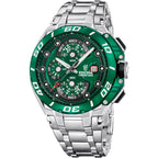 Festina F20754/5 Montre Homme Chronographe Quartz Bracelet Acier Inoxydable Argent Cadran Vert Étanche 20 ATM Style Sport Performance