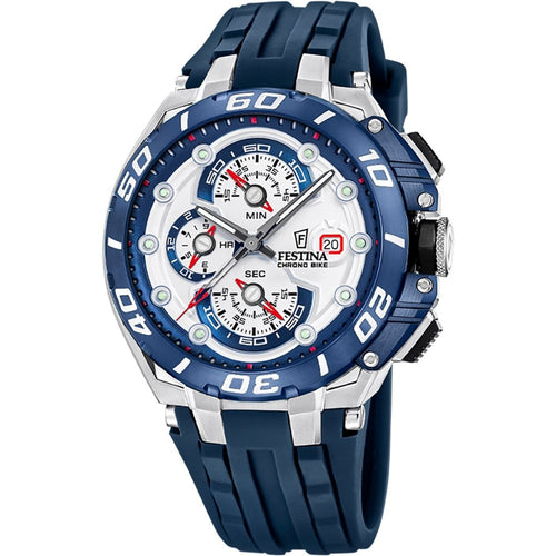Festina F20755/1 Montre Homme Chronographe Quartz Bracelet Silicone Bleu Étanche 20 ATM Style Sport Performance