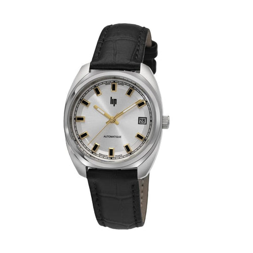 Lip Général De Gaulle 35mm 671880 Men’s Watch – Silver Dial Black Leather Strap Classic Homme Homme LIP 