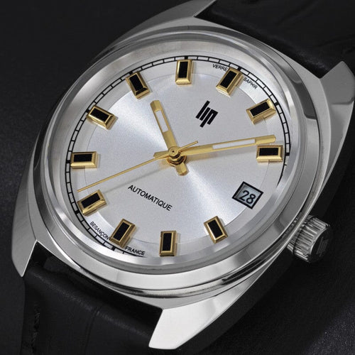 Lip Général De Gaulle 35mm 671880 Men’s Watch – Silver Dial Black Leather Strap Classic Homme Homme LIP 