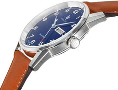Montre analogique pour homme Lip Himalaya 40, bracelet en acier et cuir marron 671705, bleu Homme LIP 